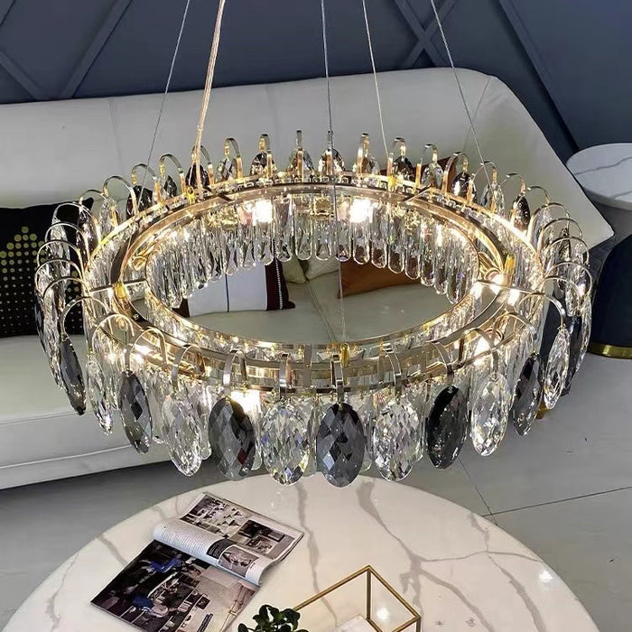 Luxurious K9 Crystal Chandelier in Brass Finish | Modern Ceiling Light Fixtures