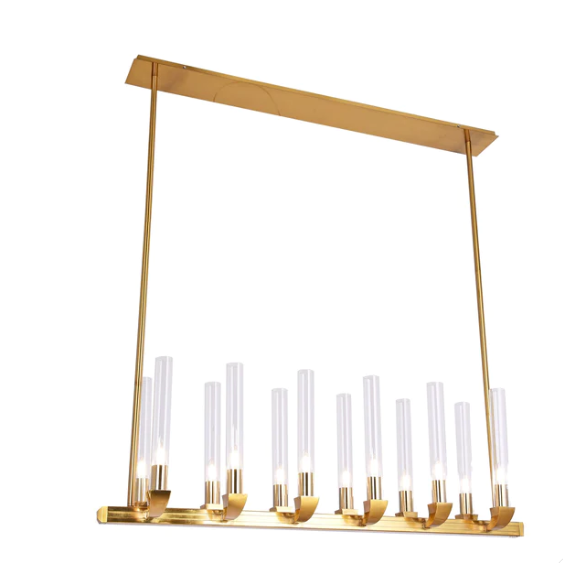 Rectangle Flush Mount Glass Shade Candle Pendant Light for Dining Room/Kitchen Island