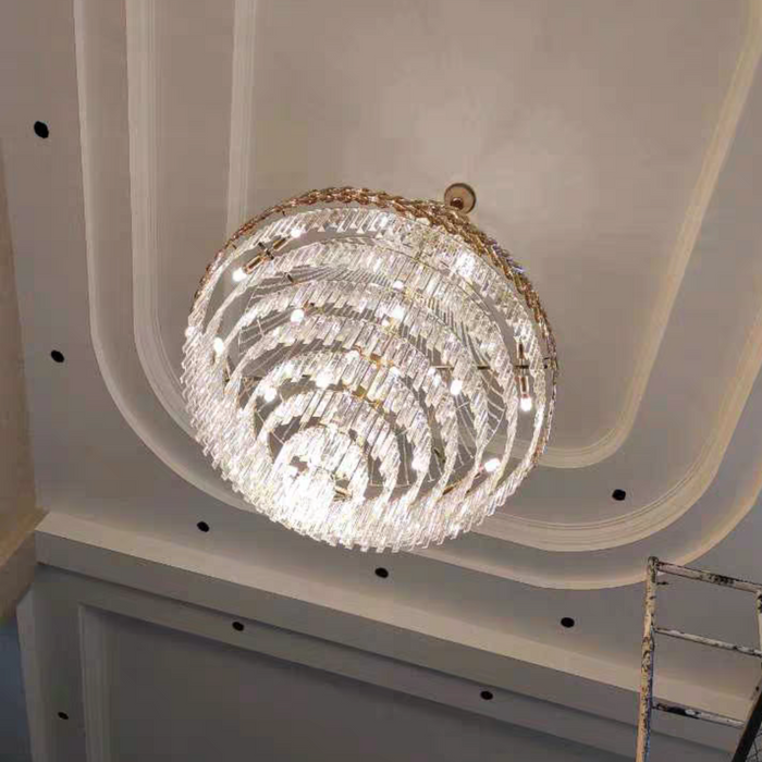 Oversized Modern Multi-tier Light Luxury Crystal Pendant Chandelier for Living Room/Stairs/Entrys