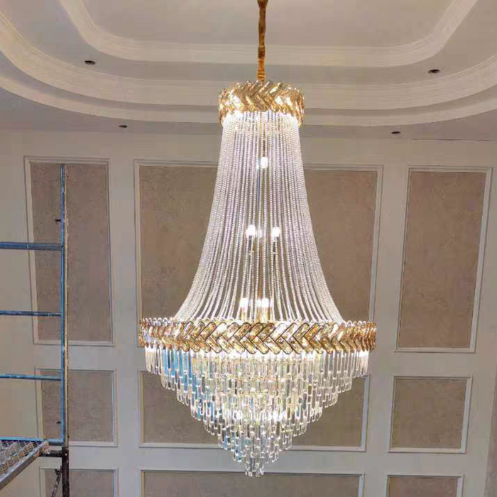 Oversized Modern Multi-tier Light Luxury Crystal Pendant Chandelier for Living Room/Stairs/Entrys