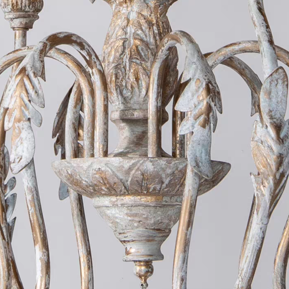 Traditional Rustic Vintage Candle Pendant Chandelier for cafe, living room, and dining room