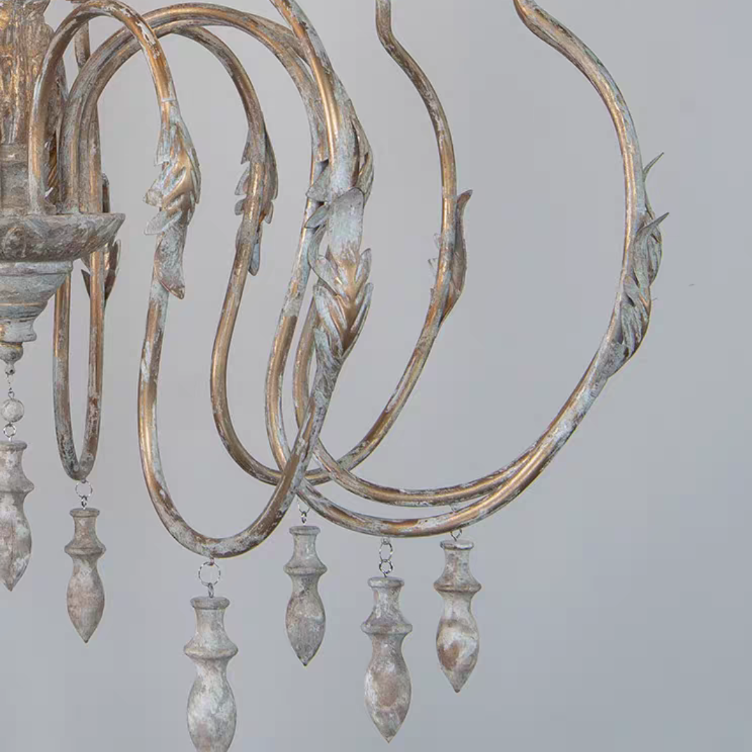 Traditional Rustic Vintage Candle Pendant Chandelier for cafe, living room, and dining room