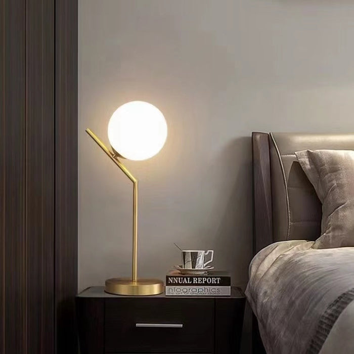 Minimalist Single Lamp Metal Night Light with Ball White Glass Shade