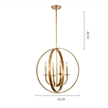 Solid 4-Light Satin Brass 22-Inch Globe Ceiling Lighting Fixture