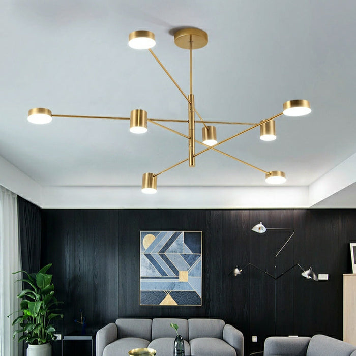 Staggered Brass Led 6/10-Lights Chandelier For Dining Room Or Bedroom