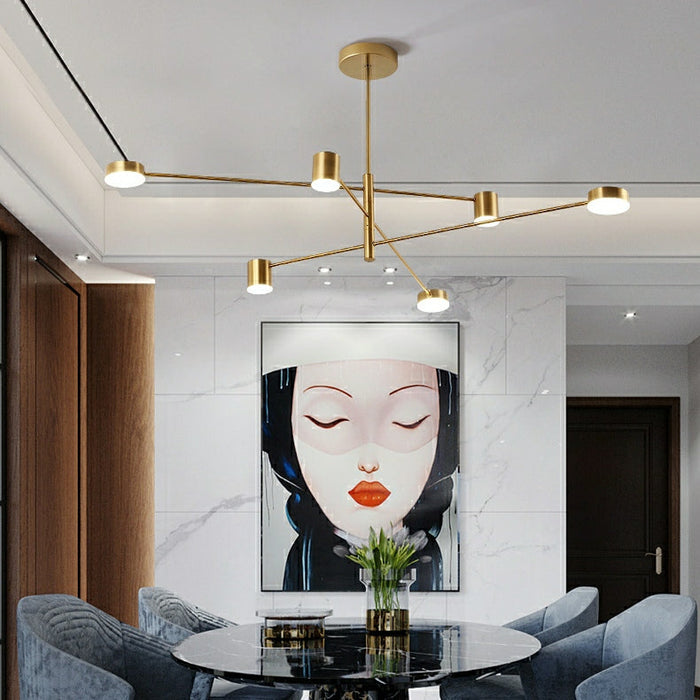 Staggered Brass Led 6/10-Lights Chandelier For Dining Room Or Bedroom