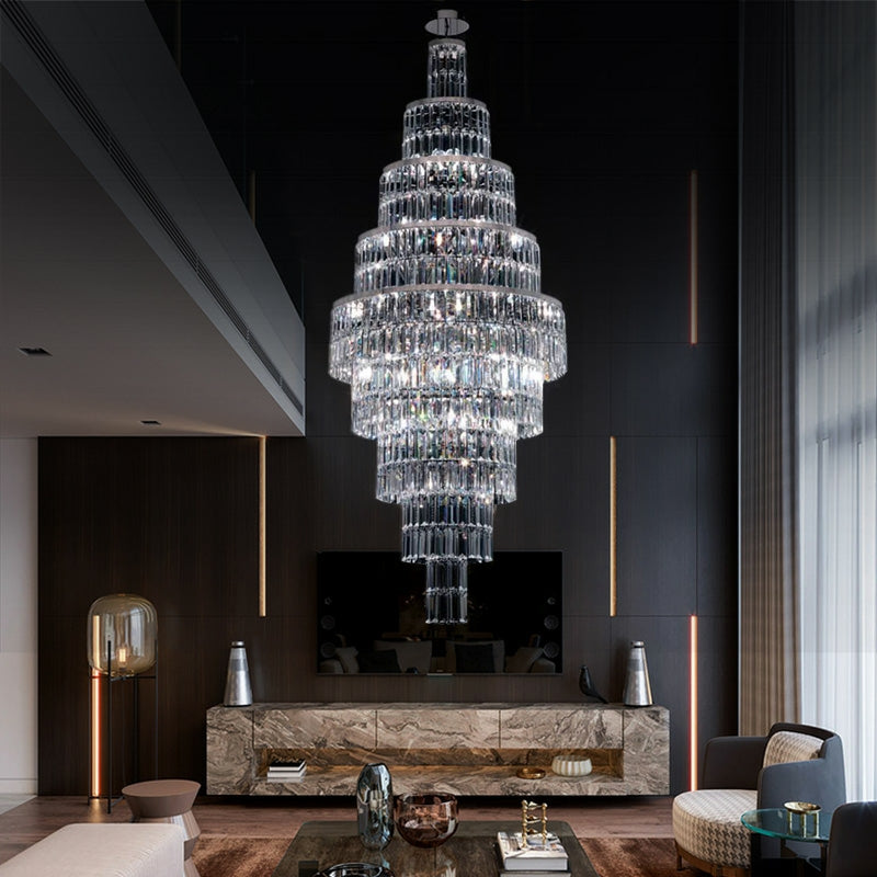 Stylish Foyer Hall Long Crystal Chandelier Large Staircase/ Entryway D ...
