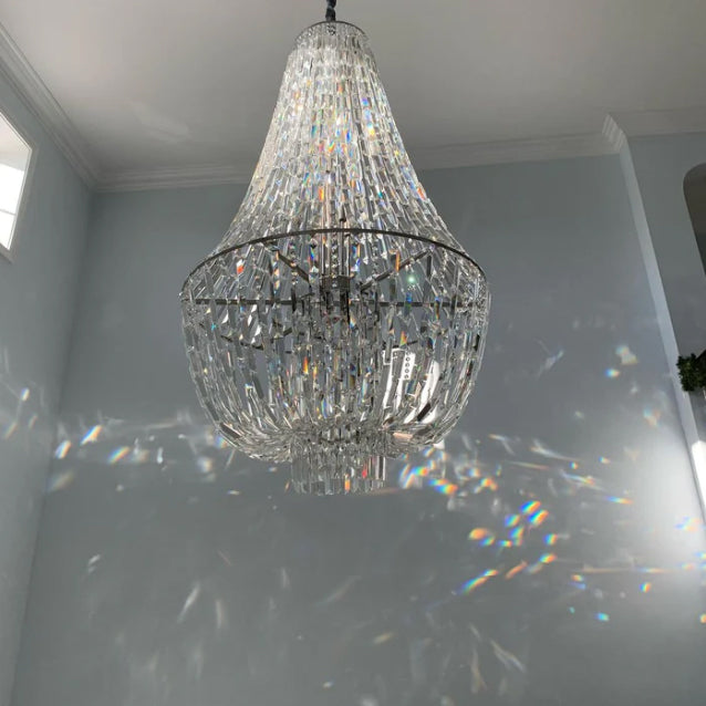 Lustre en cristal Empire de luxe, surdimensionné et moderne, pour salon, hall d'entrée ou escalier
