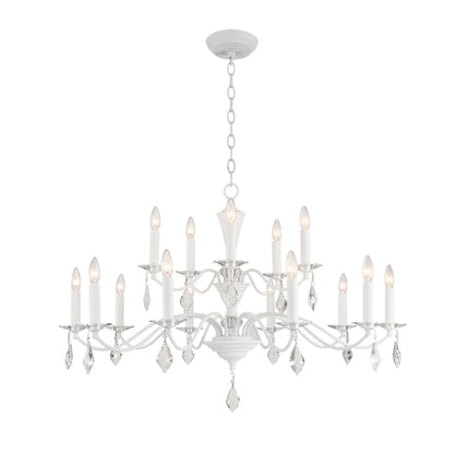 Traditional Minimalist Tiers Candle Branch Raindrop Crystal Pendant Chandelier for Living/Dining Room
