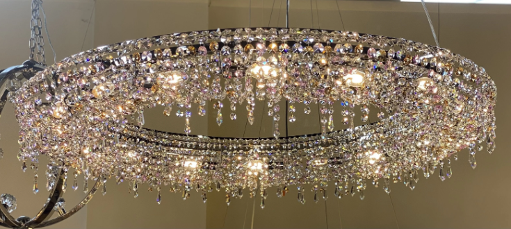 Oversized Modern Round Ring Crystal Pendant Chandelier for Living/Dining Room/Entryance