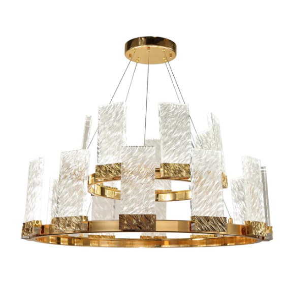 Modern 2-Tier Round LED Luxurious Crystal Chandelier for Living/Dining Room/Bedroom