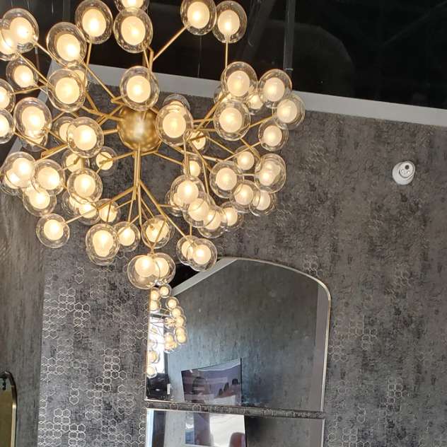 Nordic Metal Branch Glass Shade Pendant Round Chandelier for Living/Dining Room/Entrys