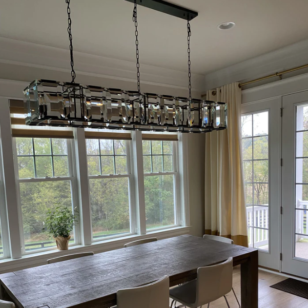 Modern Minimalist Crystal Rectangular Pendant Ceiling Chandelier for Dining Room/Kitchen Island