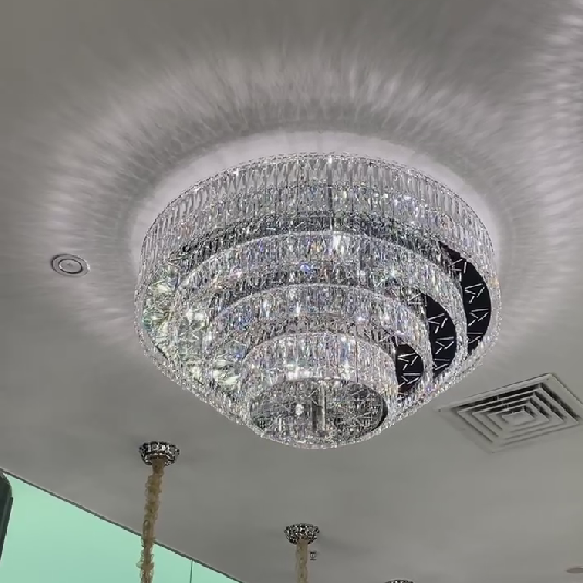 Lampada da soffitto rotonda a più livelli, moderna e di grandi dimensioni, da montare a filo