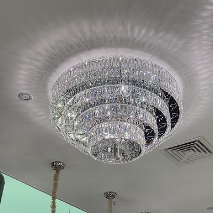 Lampada da soffitto rotonda a più livelli, moderna e di grandi dimensioni, da montare a filo