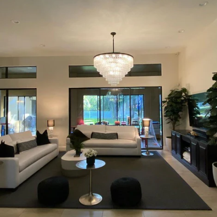 Extra Large Multi-tier Round Frost Crsytal Pendant Ceiling Chandelier for Living/Dining Room