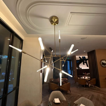 Designer Model Minimalist Line Structure Glass Pendant Chandelier for Dining/Living Room