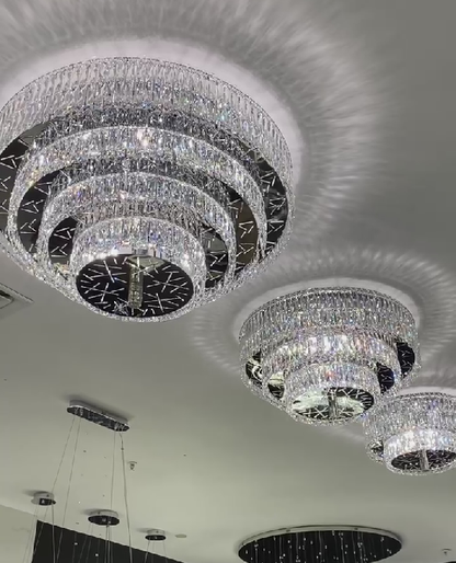Lampada da soffitto rotonda a più livelli, moderna e di grandi dimensioni, da montare a filo