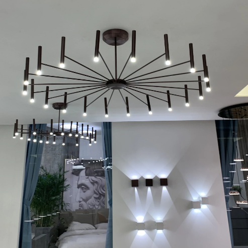 Modern Minimalist Black Metal Branch Light Round Pendant Chandelier for Living/Dining Room