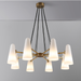 SAVILLE ROUND CONE GLASS CHANDELIER,Bianco Chandelier 8 Lights Brass,chandelier,chandeliers,6 heads,8heads,glass,white,brass,copper,gold,minimalist,nordic,modern,cone,round cone,ceiling,large,huge,big,oversized,living room,dining room,bedroom,entryance