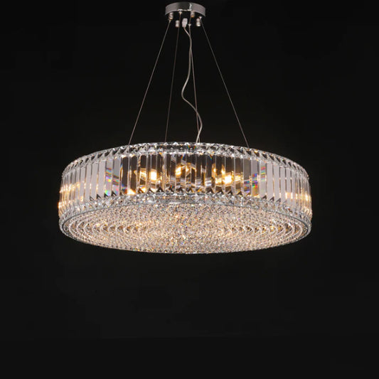 Brickell Round Crystal Ring Chandelier,chandelier,chandeliers,round,crystal,tiers,multi-tier,ceiling,chain,rods,pendant,living room,luxury,dining room,bar,foyer,bedroom
