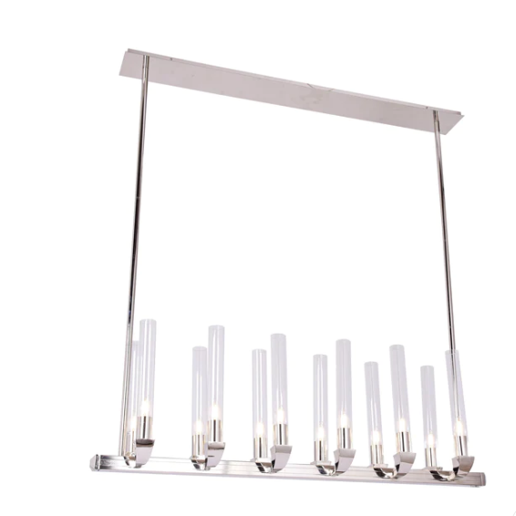 Rectangle Flush Mount Glass Shade Candle Pendant Light for Dining Room/Kitchen Island
