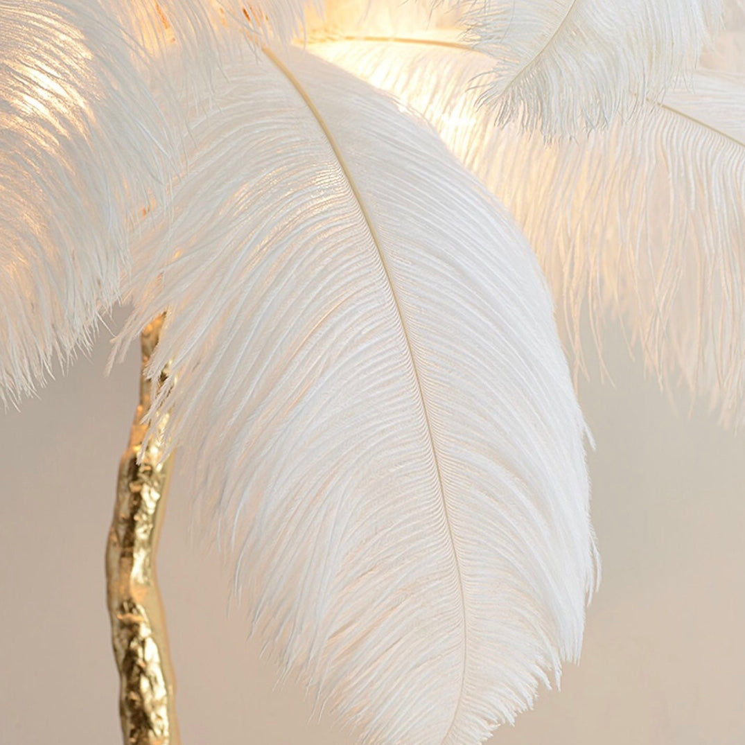 Ostrich Feather Floor Lamp Living Room Pure Copper Luxury Tree-Shaped Decoration Light