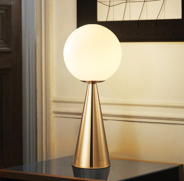 White Ball Glass Table Lamp Minimalist Metal Night Light For Bedroom