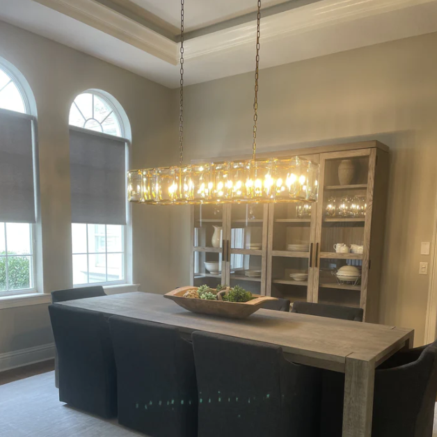 Modern Minimalist Crystal Rectangular Pendant Ceiling Chandelier for Dining Room/Kitchen Island