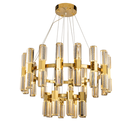 Lampadario moderno di lusso con pendenti in cristallo a strati rotondi per soggiorno/ingresso/ingresso