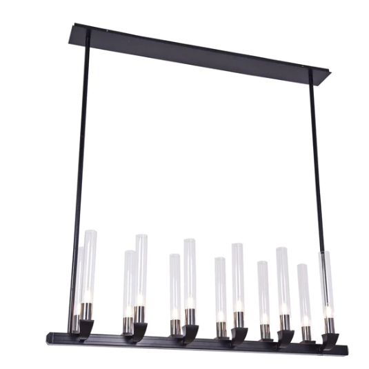 Rectangle Flush Mount Glass Shade Candle Pendant Light for Dining Room/Kitchen Island