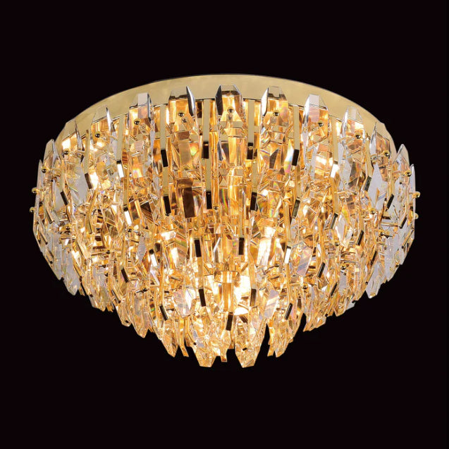 Modern Light Luxury Round Multi-tier Crystal Pendant Chandelier for Living/Dining Room