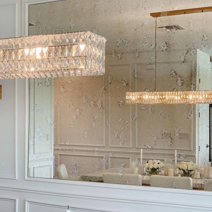Modern Light Luxury Rectangle Crystal Dining Table Scandinavian Chandelier for Dining Room