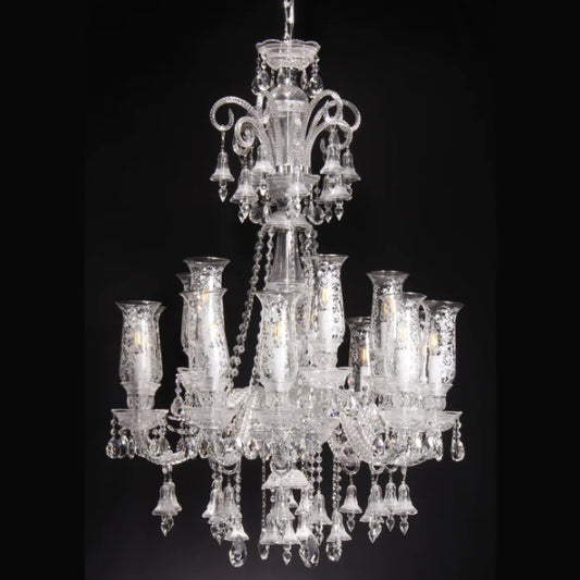Ivanka 15 light Bohemian Crystal Chandelier,chandelier,chandeliers,pendant,candle,branch,crystal,k9 crystal,raindrop,teardrop,crystal shade,pendants,luxury,light luxury,traditional,flower,clear,modern,creative,living room,dining room,entrys,foyers,hallway