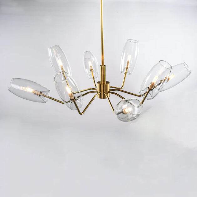 Oversized Industrial Trendy Branch Multiple Glass Shade Chandelier for Living/Dining Room