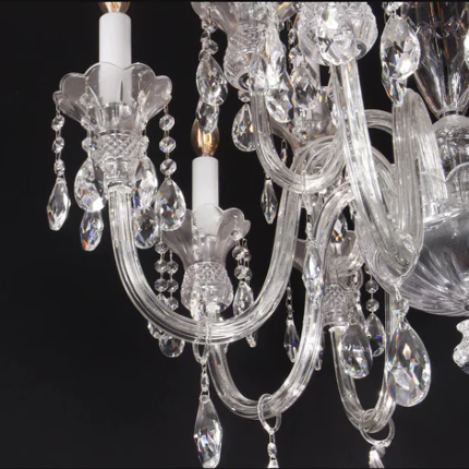 Traditional Candle Branch Raindrop Crystal Pendant Chandelier for Living/Dining Room/Entrys