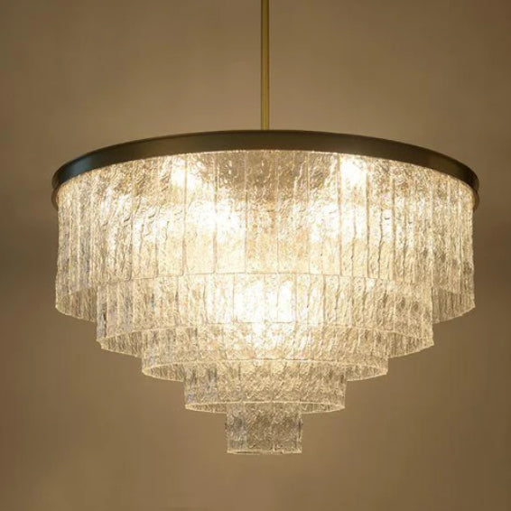 Extra Large Multi-tier Round Frost Crsytal Pendant Ceiling Chandelier for Living/Dining Room