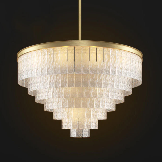 Extra Large Multi-tier Round Frost Crsytal Pendant Ceiling Chandelier for Living/Dining Room