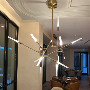 Designer Model Minimalist Line Structure Glass Pendant Chandelier for Dining/Living Room