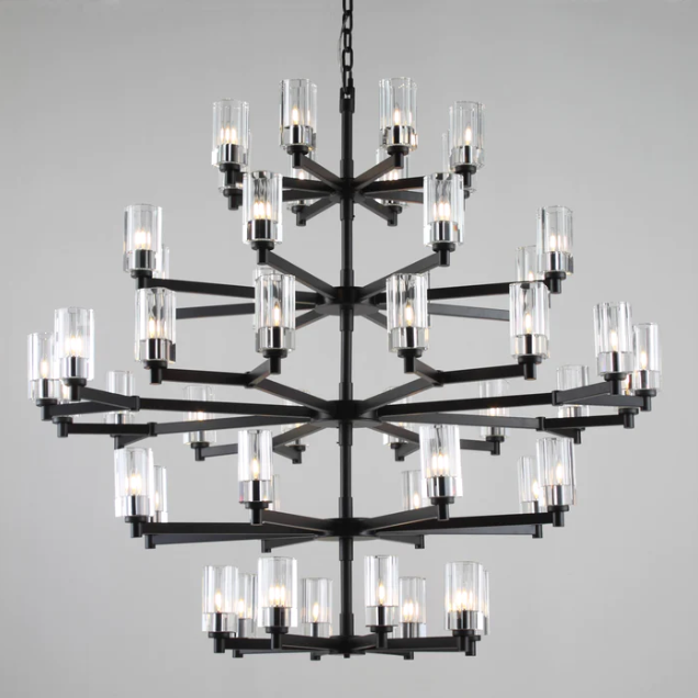 Extra Large Traditional Branch Candle Light Clear Crystal Shade Chandelier for Living Room/Foyer