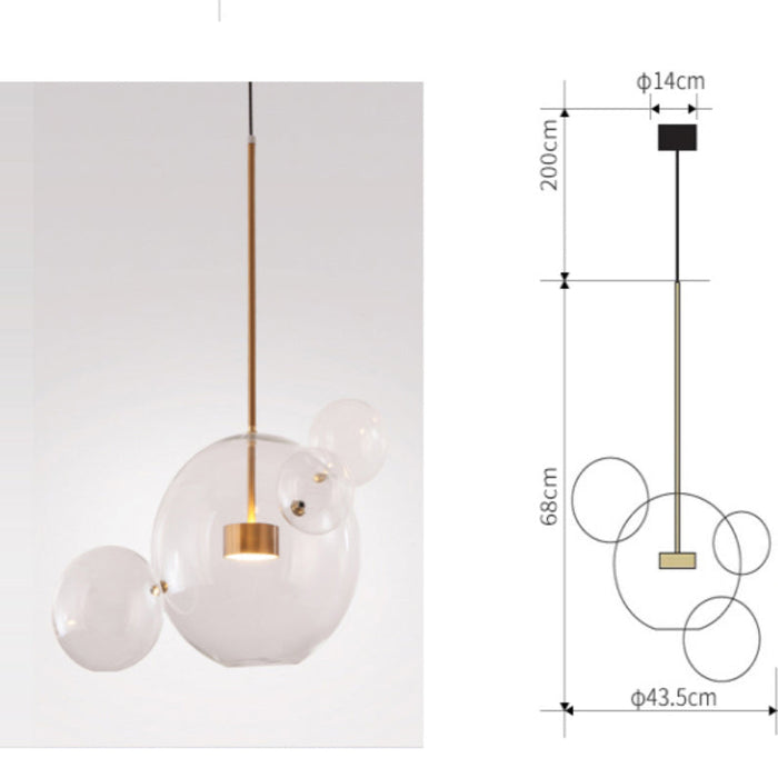 Clear Glass One Light Modern Ball Glass Pendant Bubble lights Fixture For Dining Room