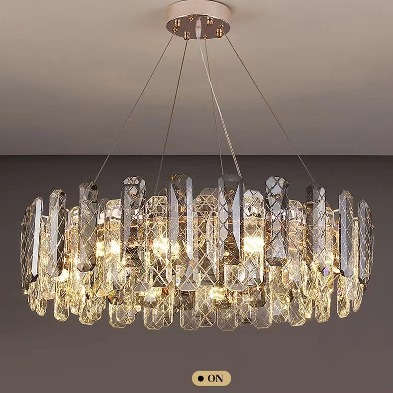 Modern Smoke Gray Crystal Chandelier Gleamy Pendant Light Fixture for Living/ Dining Room/ Bedroom/ Home Office