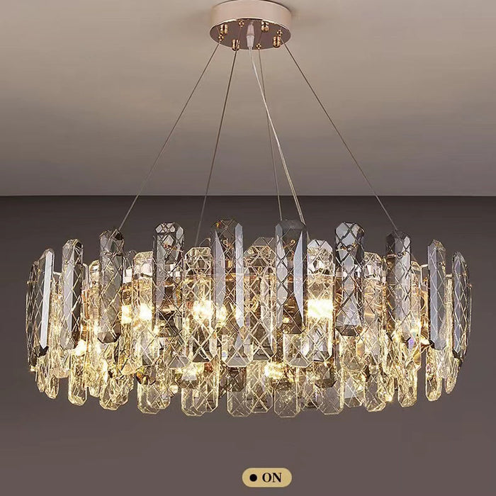 Modern Smoke Gray Crystal Chandelier Gleamy Pendant Light Fixture for Living/ Dining Room/ Bedroom/ Home Office