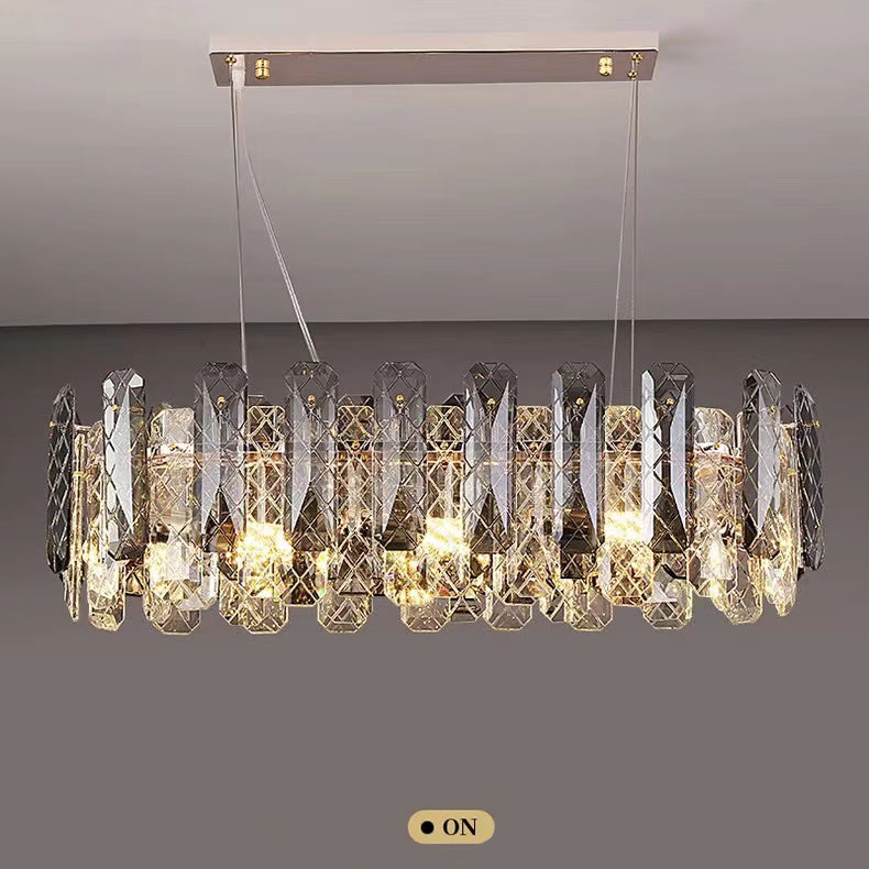 Modern Smoke Gray Crystal Chandelier Gleamy Pendant Light Fixture for Living/ Dining Room/ Bedroom/ Home Office