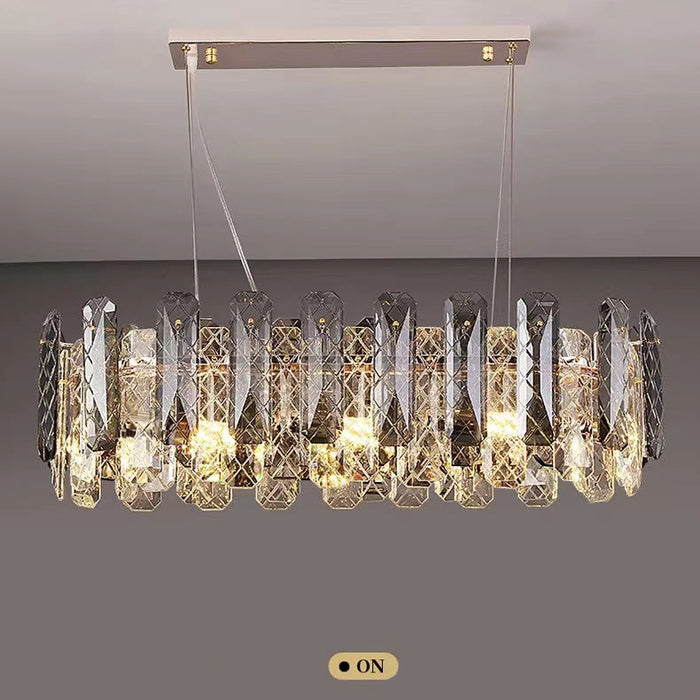 Modern Smoke Gray Crystal Chandelier Gleamy Pendant Light Fixture for Living/ Dining Room/ Bedroom/ Home Office