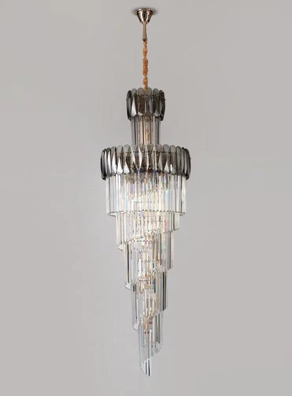 Lampadario a chiocciola di lusso extra large per ingresso, lampadario a soffitto in cristallo lungo per soggiorno e corridoio