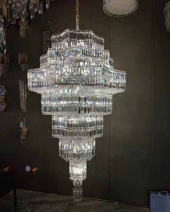 Luxury Extra Large Plaza Multi-Tier Crystal Chandelier For  Hotel Hall / 2 Story Foyer / High Ceiling Living Room