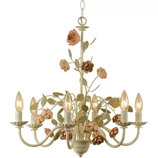 American Village Style Rose Flower Rustic Chandelier Iron Art Lamp 