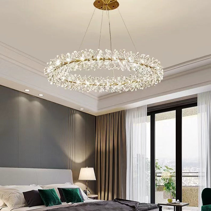 2 Wheel Frozen Ice Crystal Chandelier Light For Living Room Dining Hall