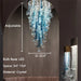 Oval: L45.0"*W18.0" BLUE RAINFALL / WATERFALL MURANO GLASS CHANDELIER,chandelier,chandeliers,flush mount,ceiling,sea wave,blue,crystal,tiers,layers,oval,round,art,creative,foyer,living room,dining room,stairs